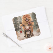 チャウチャウのバイク乗り クリスマス スクエアシール (封筒)