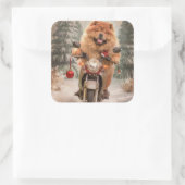 チャウチャウのバイク乗り クリスマス スクエアシール (バッグ)