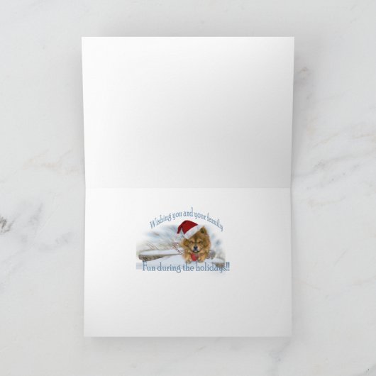 チャウチャウの冬場面季節の挨拶状 シーズンカード (内部)