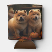 チャウチャウの子犬の秋の喜びのパンプキン 缶クーラー (裏面)