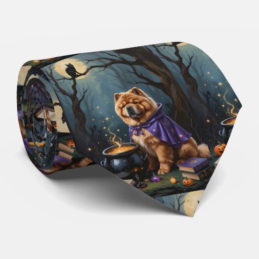 チャウチャウの犬の気まぐれなハロウィンペインティング ネクタイ (ロール)