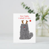 チャウチャウの黒親愛なサンタ シーズンポストカード (スタンド正面)