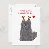 チャウチャウの黒親愛なサンタ シーズンポストカード (正面/裏面)