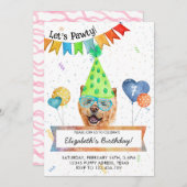 チャウチャウはポーティードッグの誕生日パーティーの招待を許可 招待状 (正面/裏面)