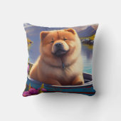 チャウチャウをパドルに乗せて：風光明媚な冒険 クッション (裏面)