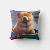 チャウチャウをパドルに乗せて：風光明媚な冒険 クッション (正面)