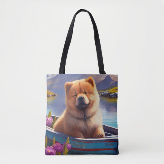 チャウチャウをパドルに乗せて:風光明媚な冒険 トートバッグ (正面)