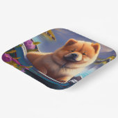 チャウチャウをパドルに乗せて：風光明媚な冒険 ペーパープレート (傾斜あり)