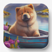 チャウチャウをパドルに乗せて：風光明媚な冒険 ペーパープレート (正面)