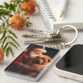 チャウチャウウィズサンタクロースフェスティバルクリスマス キーホルダー (正面右)