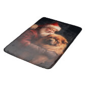 チャウチャウウィズサンタクロースフェスティバルクリスマス バスマット (アングル)