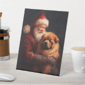 チャウチャウウィズサンタクロースフェスティバルクリスマス 台座サイン (インサイチュ)