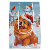 チャウチャウウィンターワンダーランドクリスマスジョイ ミディアムペーパーバッグ (裏面)