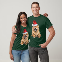 チャウチャウクリスマスおもしろいサンタドッグ Tシャツ