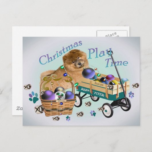 チャウチャウクリスマスギフト遊の販売 シーズンポストカード (正面/裏面)