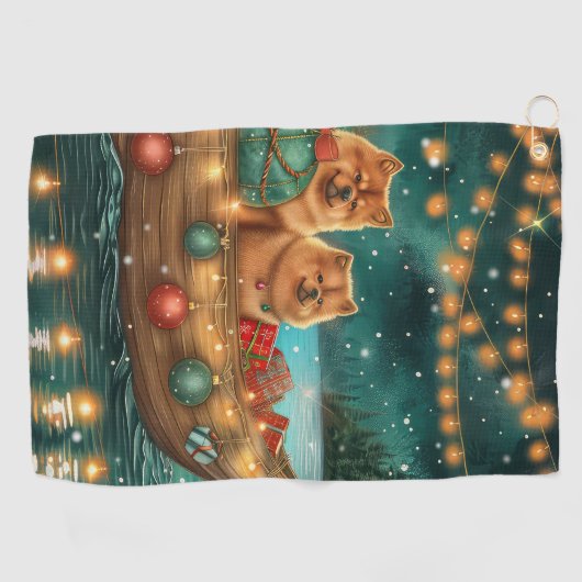 チャウチャウクリスマスフェスティバル航海 ゴルフタオル (横)