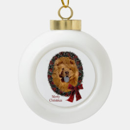 チャウチャウクリスマス セラミックボールオーナメント