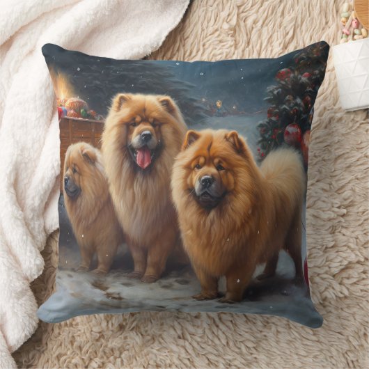 チャウチャウスノースイスレイクリスマスデコール クッション (ブランケット)