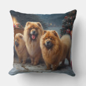 チャウチャウスノースイスレイクリスマスデコール クッション (正面)