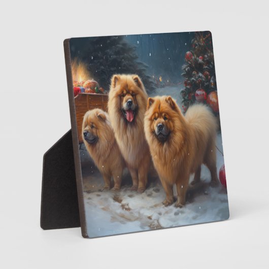 チャウチャウスノースイスレイクリスマスデコール フォトプラーク (正面)