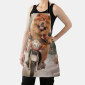 チャウチャウドッグオートバイクリスマスに乗る エプロン (インサイチュ)