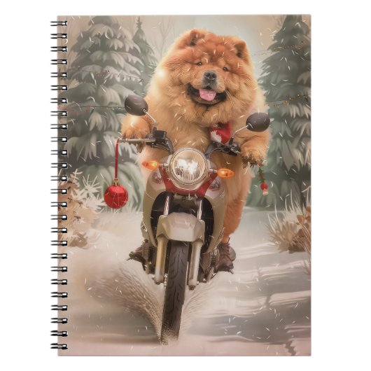 チャウチャウドッグオートバイクリスマスに乗る ノートブック (正面)