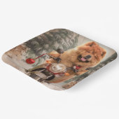 チャウチャウドッグオートバイクリスマスに乗る ペーパープレート (傾斜あり)