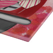 チャウチャウドッグドライビングカーとハートバレンタイン カッティングボード (角)