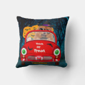 チャウチャウドッグドライビングカーホラーハロウィーン クッション (裏面)