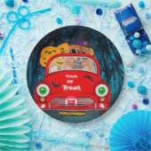 チャウチャウドッグドライビングカーホラーハロウィーン ペーパープレート (パーティー)