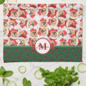 チャウチャウパターンモノグラムクリスマスドッグ キッチンタオル (折り畳み)