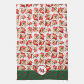 チャウチャウパターンモノグラムクリスマスドッグ キッチンタオル (縦)