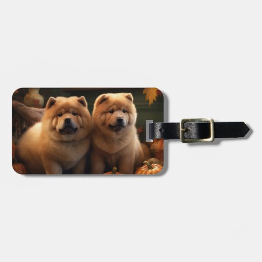 チャウチャウパピーオータムデライトカボチャ ラゲッジタグ (正面横)