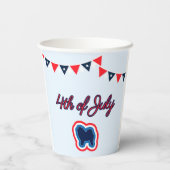 チャウチャウレッドホワイトとブルー7月4日 紙コップ (裏面)