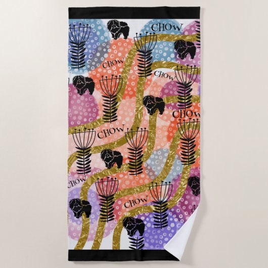 チャウチャウレトロ ビーチタオル (正面)