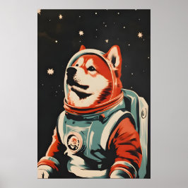 チャウチャウ宇宙飛行士ポスター、チャウチャウレトロプリント ポスター
