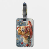 チャウチャウ犬のそり「雪を降らせて」クリスマス ラゲッジタグ (裏面縦)