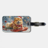 チャウチャウ犬のそり「雪を降らせて」クリスマス ラゲッジタグ (裏面横)