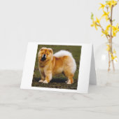 チャウチャウ犬のポートレートのブランクの挨拶状 カード (黄色い花)