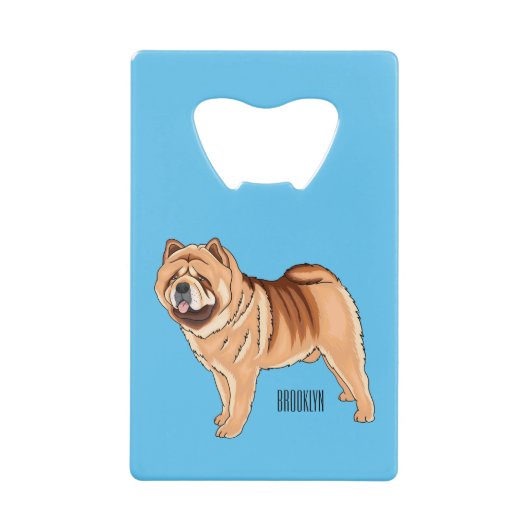 チャウチャウ犬の漫画イラストレーション クレジットカード栓抜き (正面)