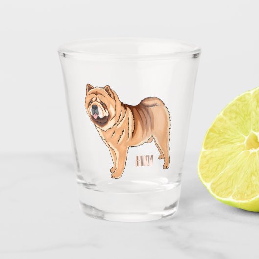チャウチャウ犬の漫画イラストレーション ショットグラス (正面)