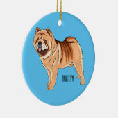 チャウチャウ犬の漫画イラストレーション セラミックオーナメント (右)