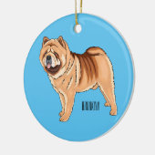 チャウチャウ犬の漫画イラストレーション セラミックオーナメント (左)