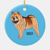 チャウチャウ犬の漫画イラストレーション セラミックオーナメント (裏面)
