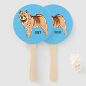 チャウチャウ犬の漫画イラストレーション ハンドファン (正面&裏面)