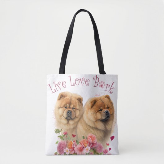チャウチャウ犬ママ フラワー トートバッグ (正面)