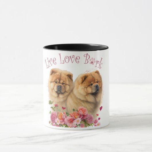 チャウチャウ犬ママ フラワー マグカップ (中央)