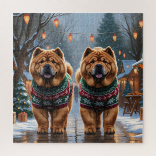 チャウチャウ犬 クリスマス スノー ホリデー ジグソーパズル
