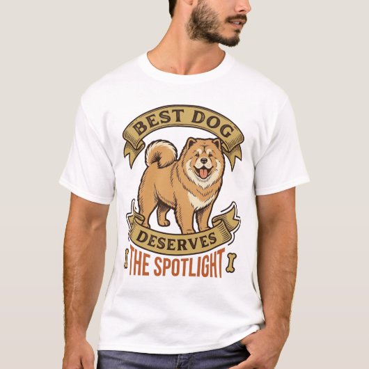 チャウチャウ犬Tシャツ ビンテージ風 彫刻 面白い ペット デザイン Tシャツ (正面)