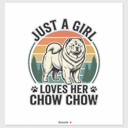 チャウチャウ犬Tシャツ レトロ ガール 犬好き アート_1 シール (シート)